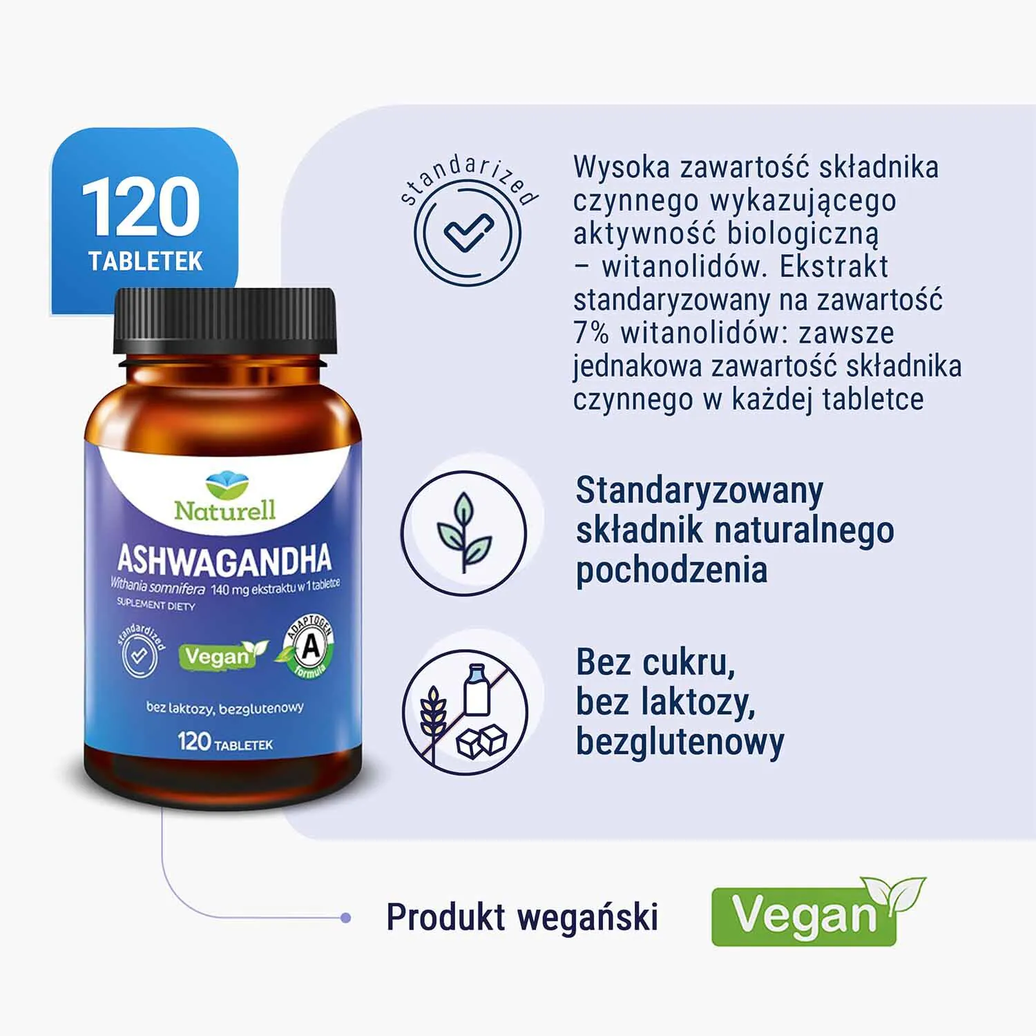 Naturell Ashwagandha tabletki 120 tabl.