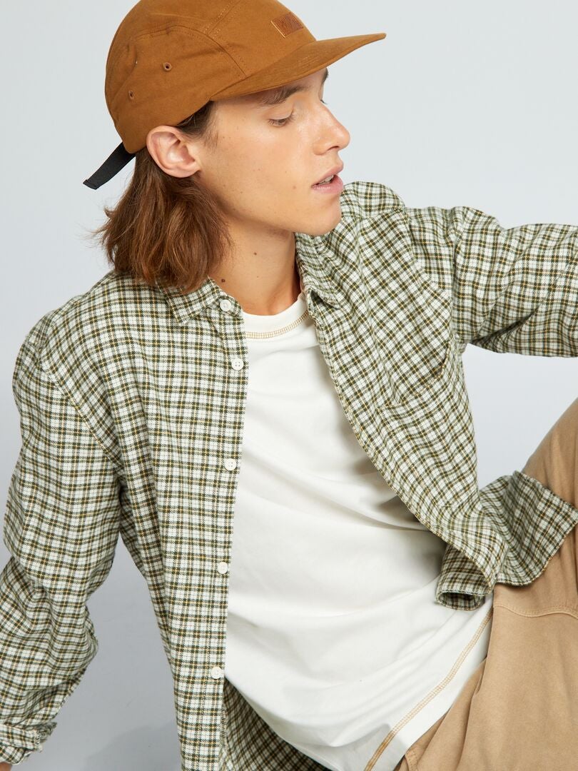 Camisa de flanela xadrez - cáqui