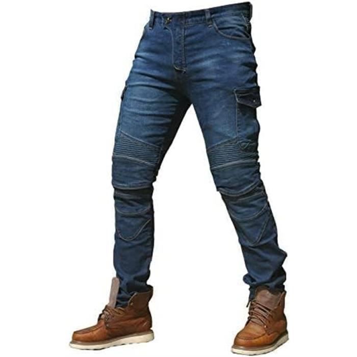 Pantalones de moto para hombre - Vaqueros de moto - Pantalones con protecciones para moto - Protección para ciclismo - Azul