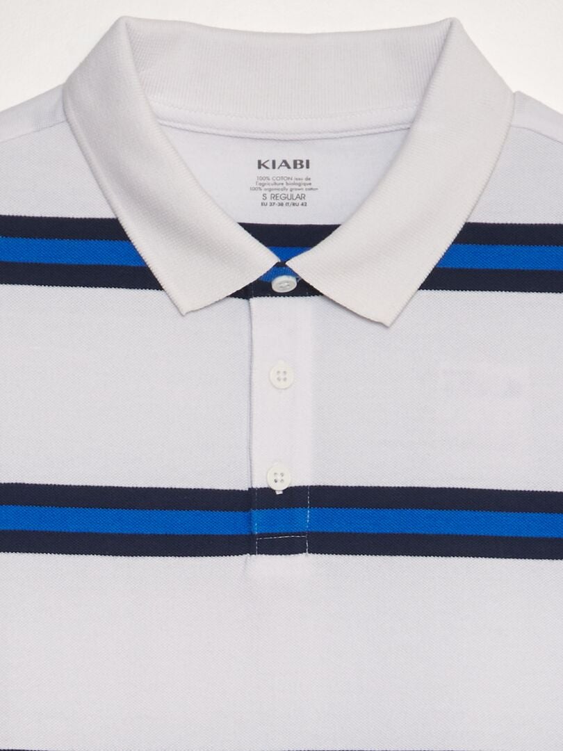 Gestreept katoenen piqué poloshirt - wit