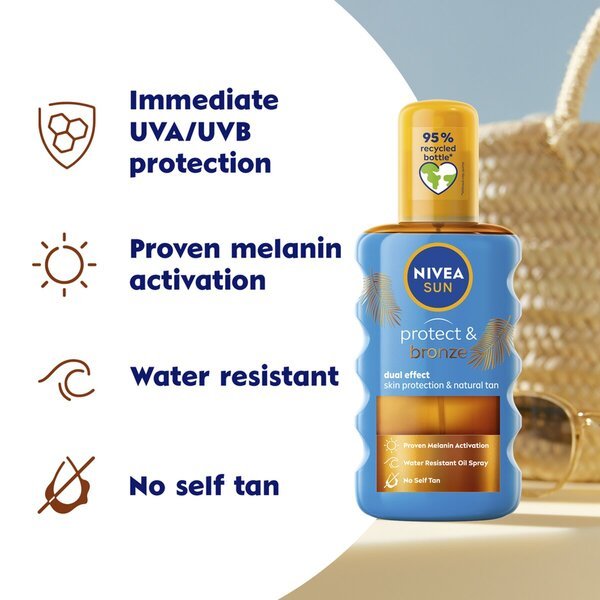 NIVEA Sun Protect & Bronze zaščitni sprej za sončenje SPF20, 200 ml