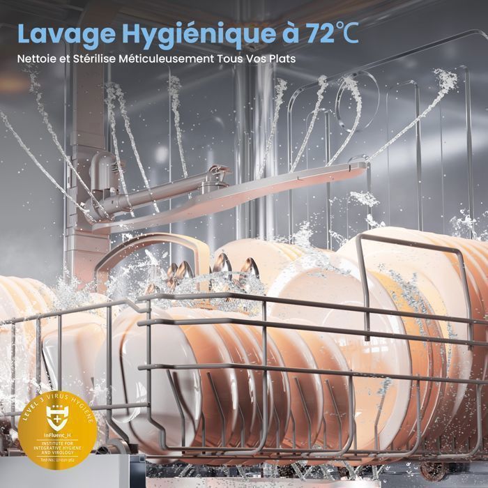 Lavavajillas independiente COMFEE de 60 cm, 49 dB, con capacidad para 12 servicios, lavado higiénico, inicio diferido, media carga - Blanco, Clase energética D