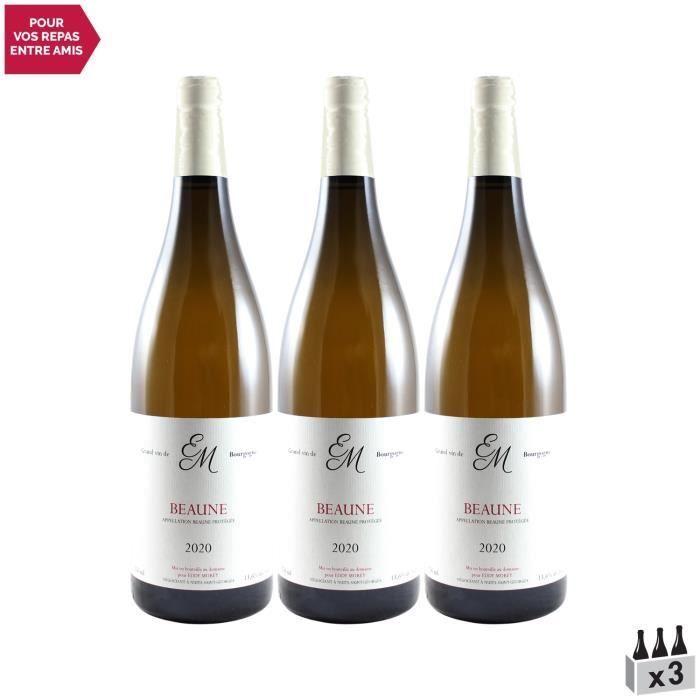 Beaune Blanc 2020 - Lot de 3x75cl - Maison Eddy Morey - Vin AOC Blanc de Bourgogne - Cépage Chardonnay