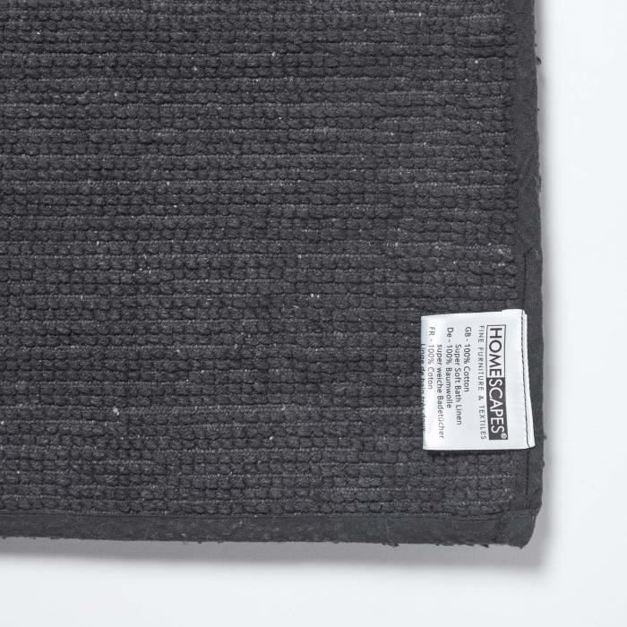 Alfombrilla de baño - HOMESCAPES - Ultra suave, contorneada para spa e inodoro - Negra - Extraordinaria absorción - Antideslizante