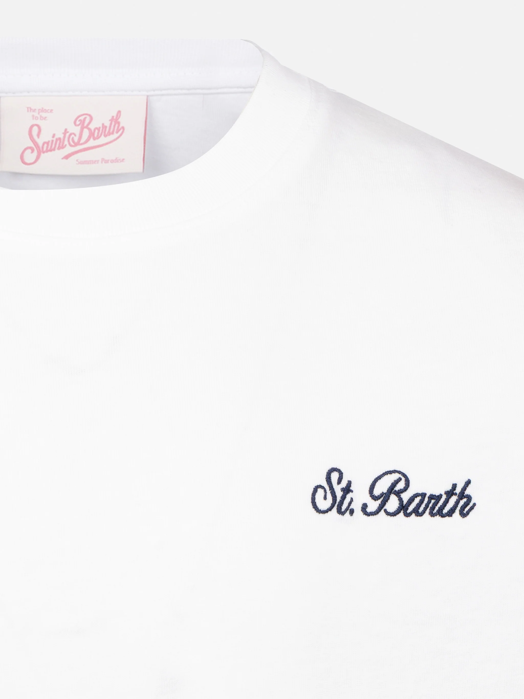 T-shirt Dover in jersey di cotone bianco con ricamo St. Barth
