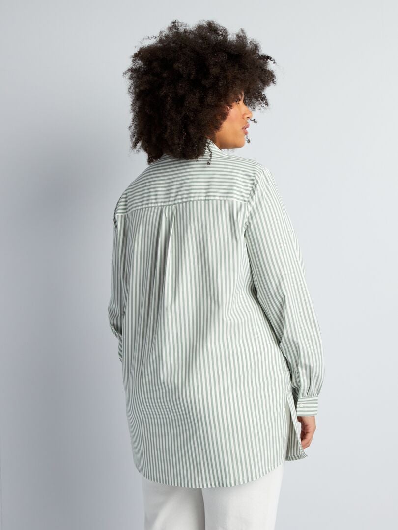 Vestido camisa de popeline - VERDE