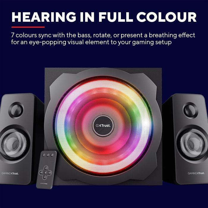 Sistema di altoparlanti per PC gaming Trust Gaming GXT 629 Tytan RGB 2.1 con subwoofer da 120 Watt