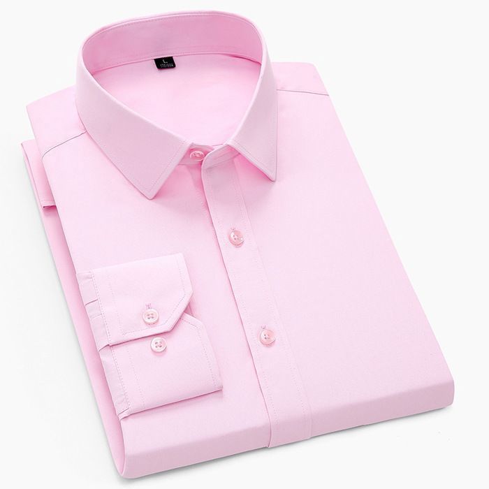 Camisa de hombre - FUNMOON - Color liso - Cuello mandarín - Manga larga - Negra