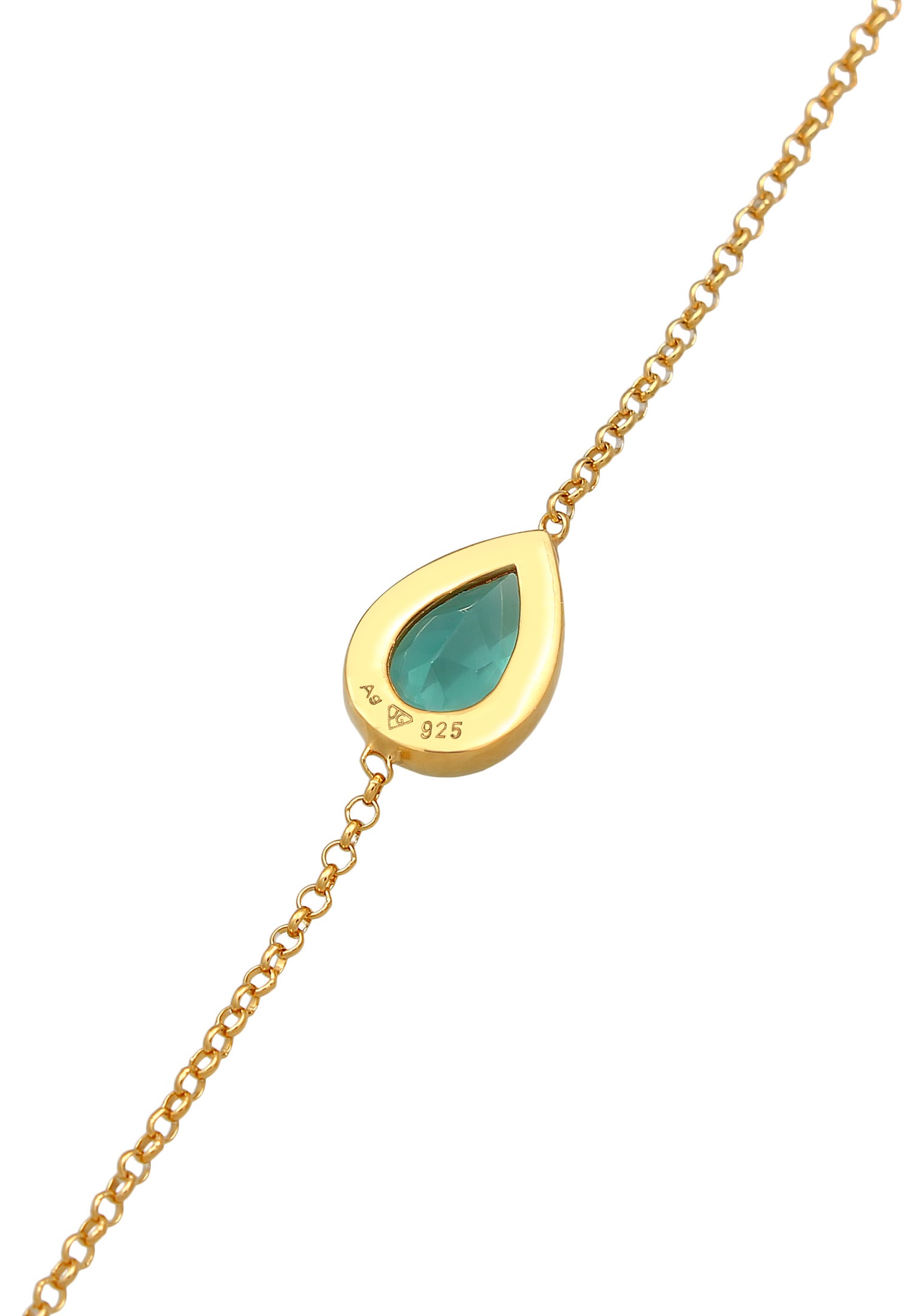 Elli PREMIUM Elli PREMIUM Bracelet Femmes Goutte étincelant vert avec quartz en argent sterling 925 plaqué or