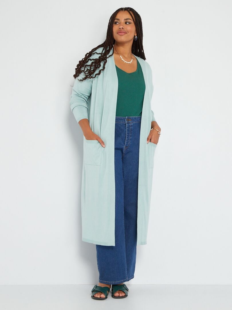 Lange gebreide cardigan - BLAUW