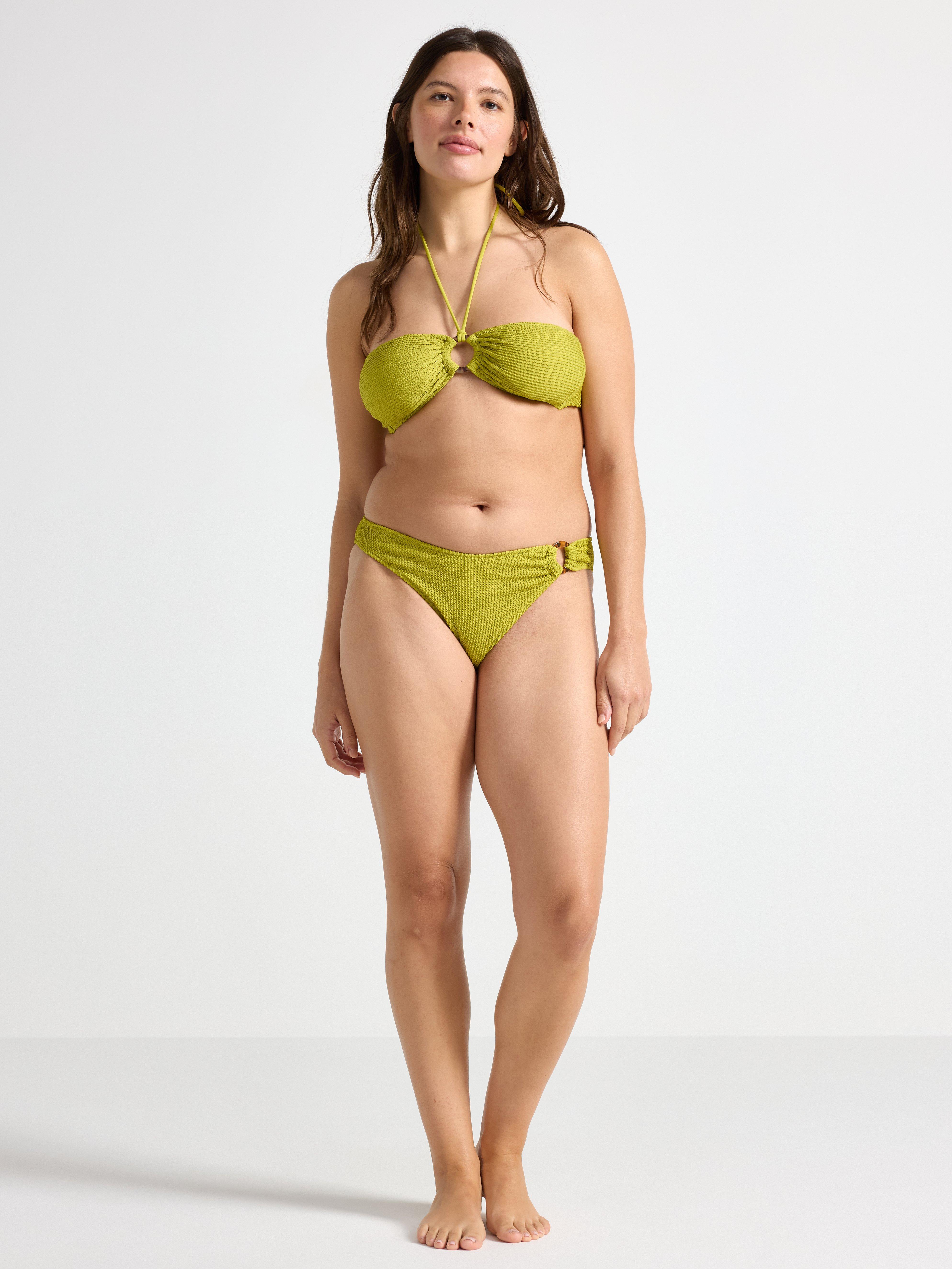 Krinklad bandeau bikiniöverdel Light Dusty Lime
