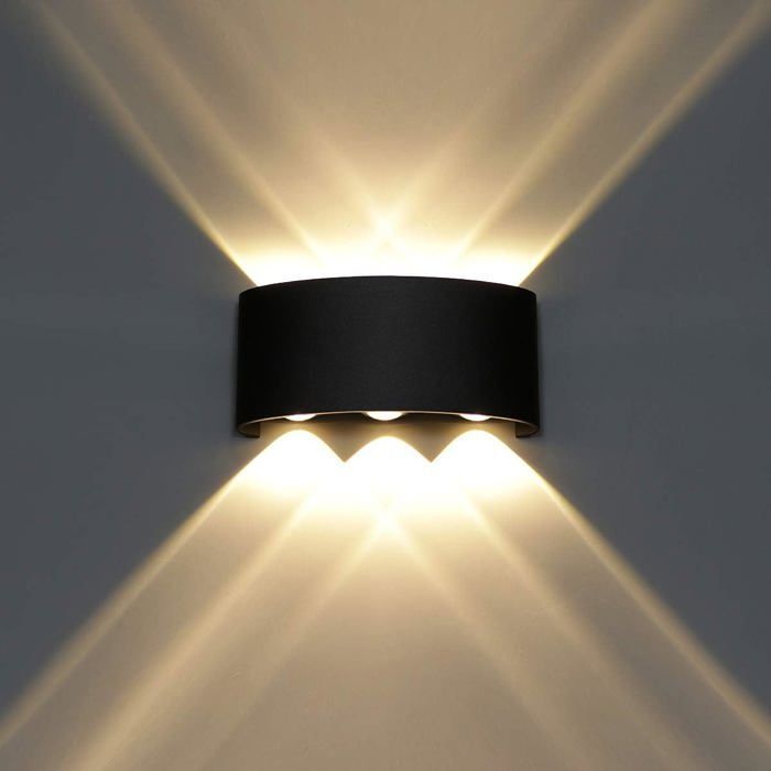 SNOGOLD Moderne 6W Applique Murale LED Interieur en Aluminium Noir, Lampe Murale Blanc Chaud Up Down LED pour Chambre Couloir