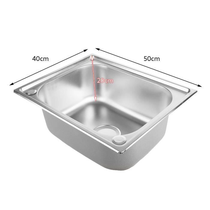 Évier de cuisine en inox Willonin® 50x40cm avec raccord de vidange et égouttoir réversible