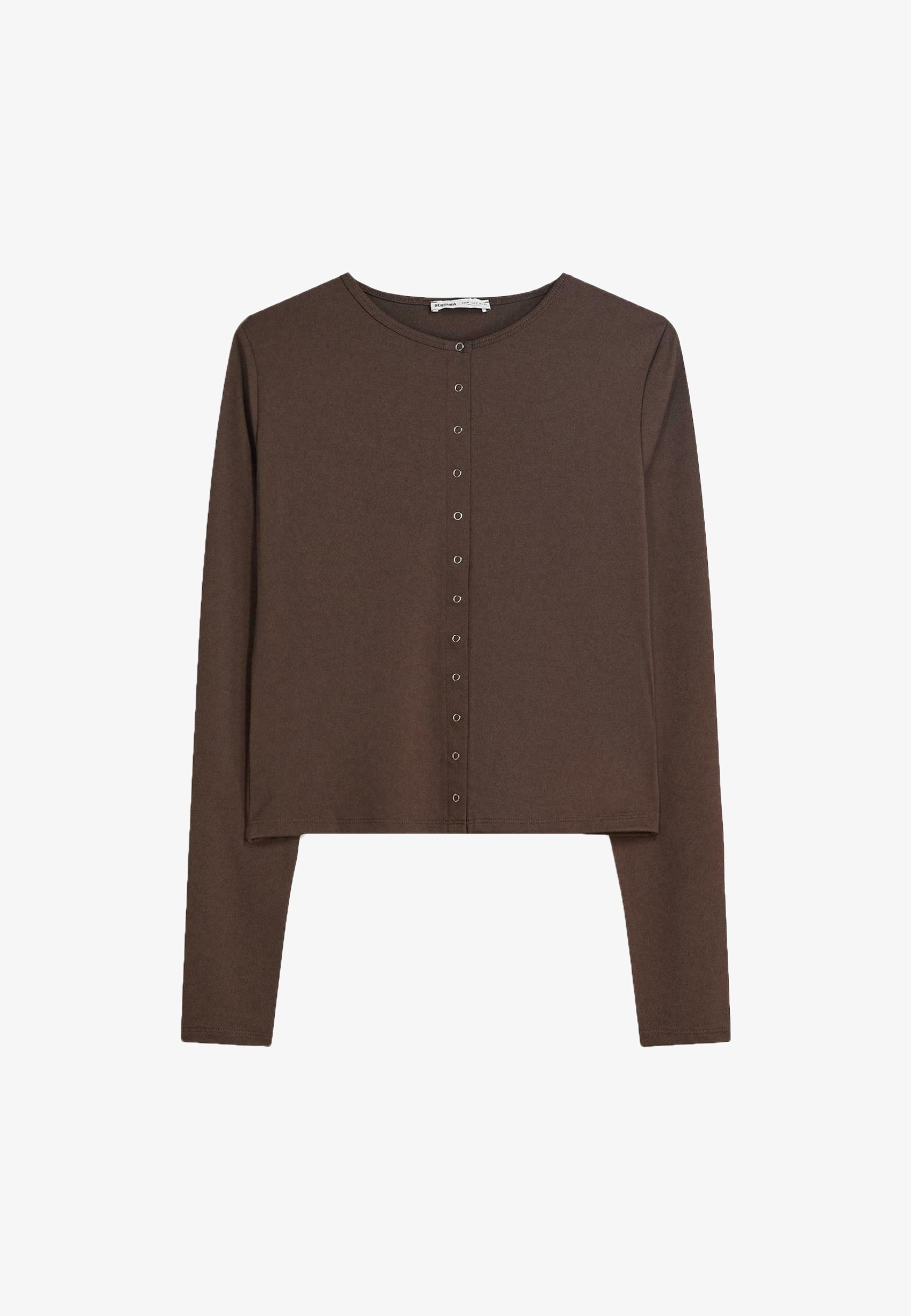 Bershka Bluse – meliertes Dunkelbraun