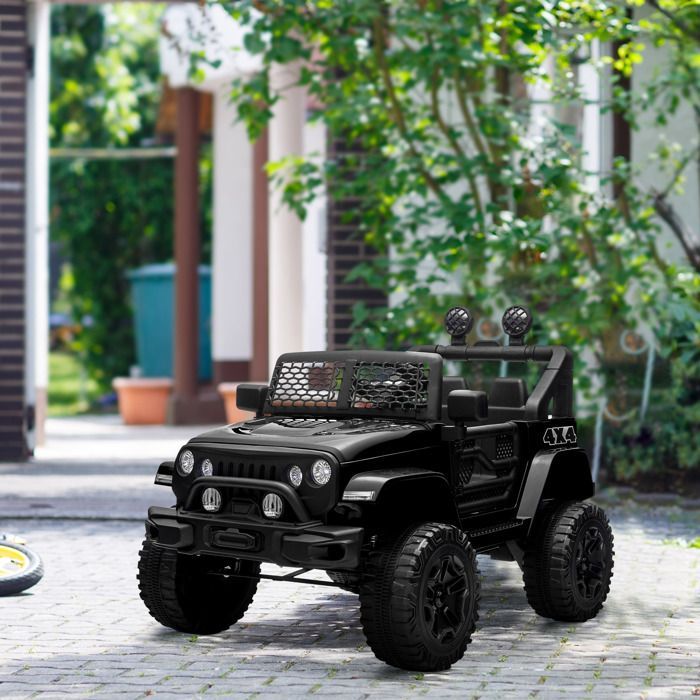 Electric car - HOMCOM - 12V children's remote control, 4-wheel suspension, headlights, horn, MP3 - PP - black