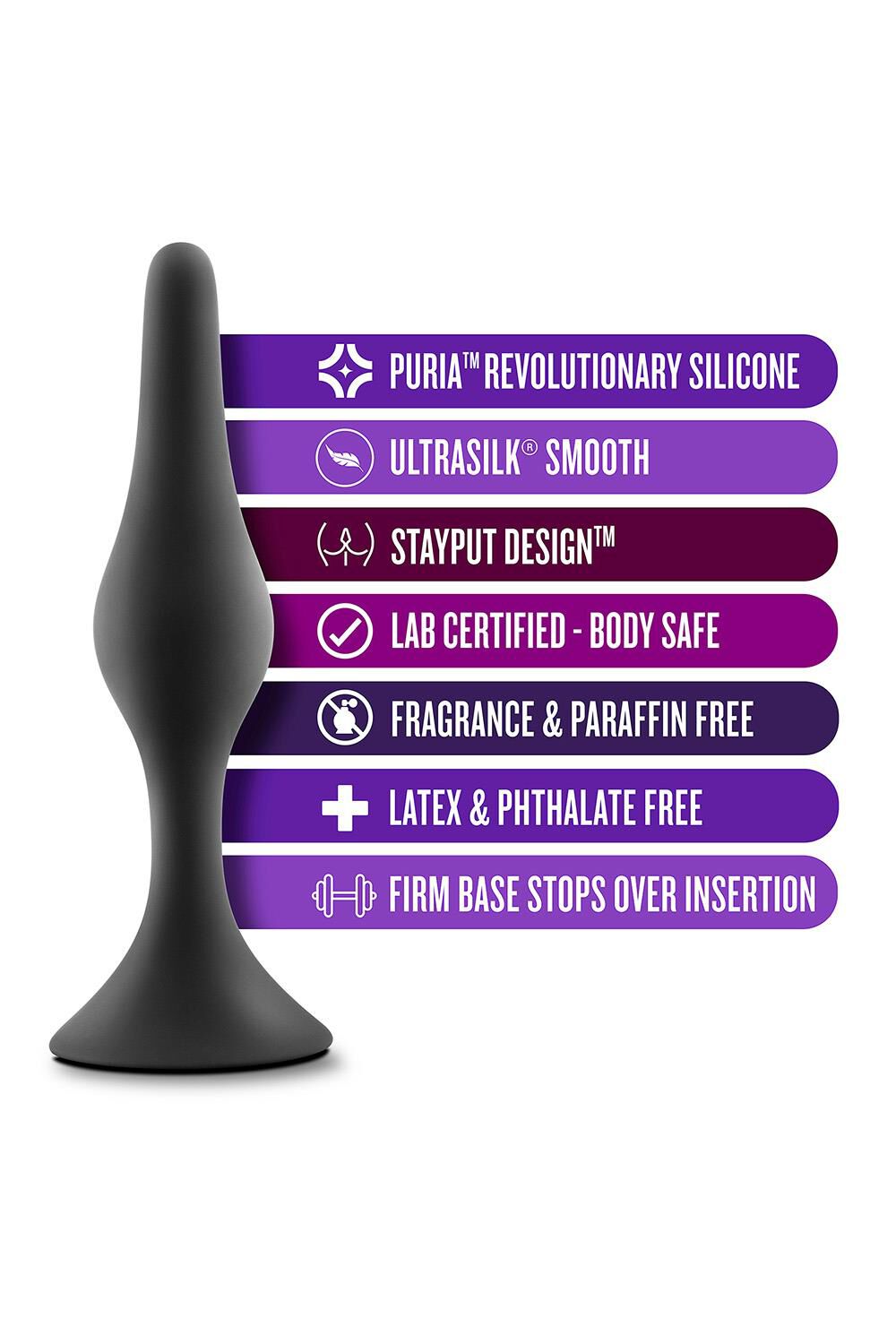 Blush Anal Adventure Platinum Silicone Beginner Plug Small Black