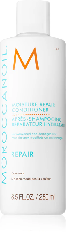Condicionador reparador Moroccanoil para cabelos quimicamente danificados.