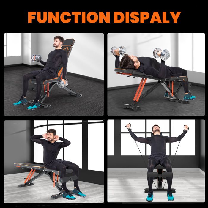 Banc de musculation pliable avec bande de résistance, exercices abdominaux, entraînement de force