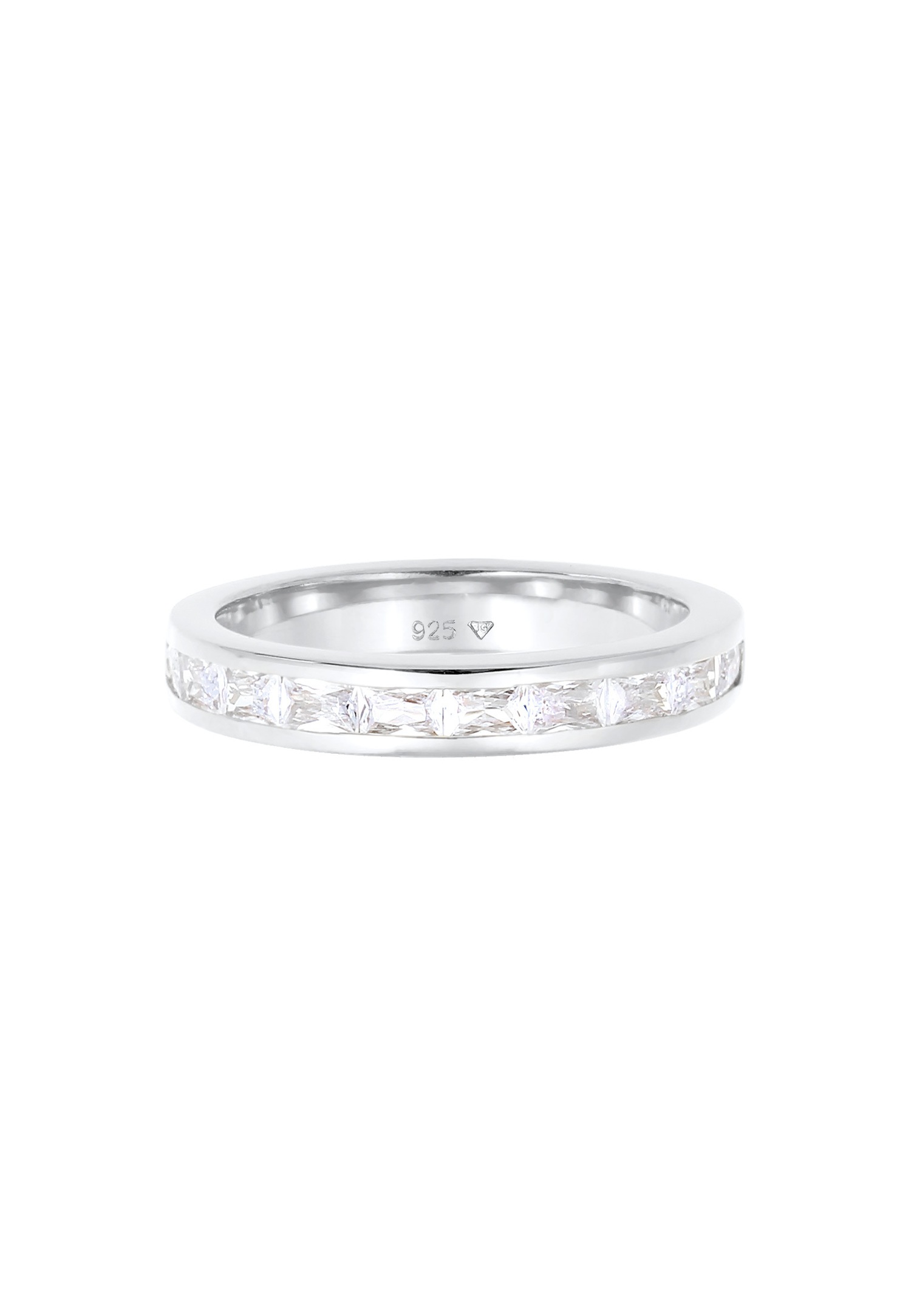 Elli Baguette Coupée Élégante avec Cristaux de Zircone Bague Femme - (925/1000) Argent