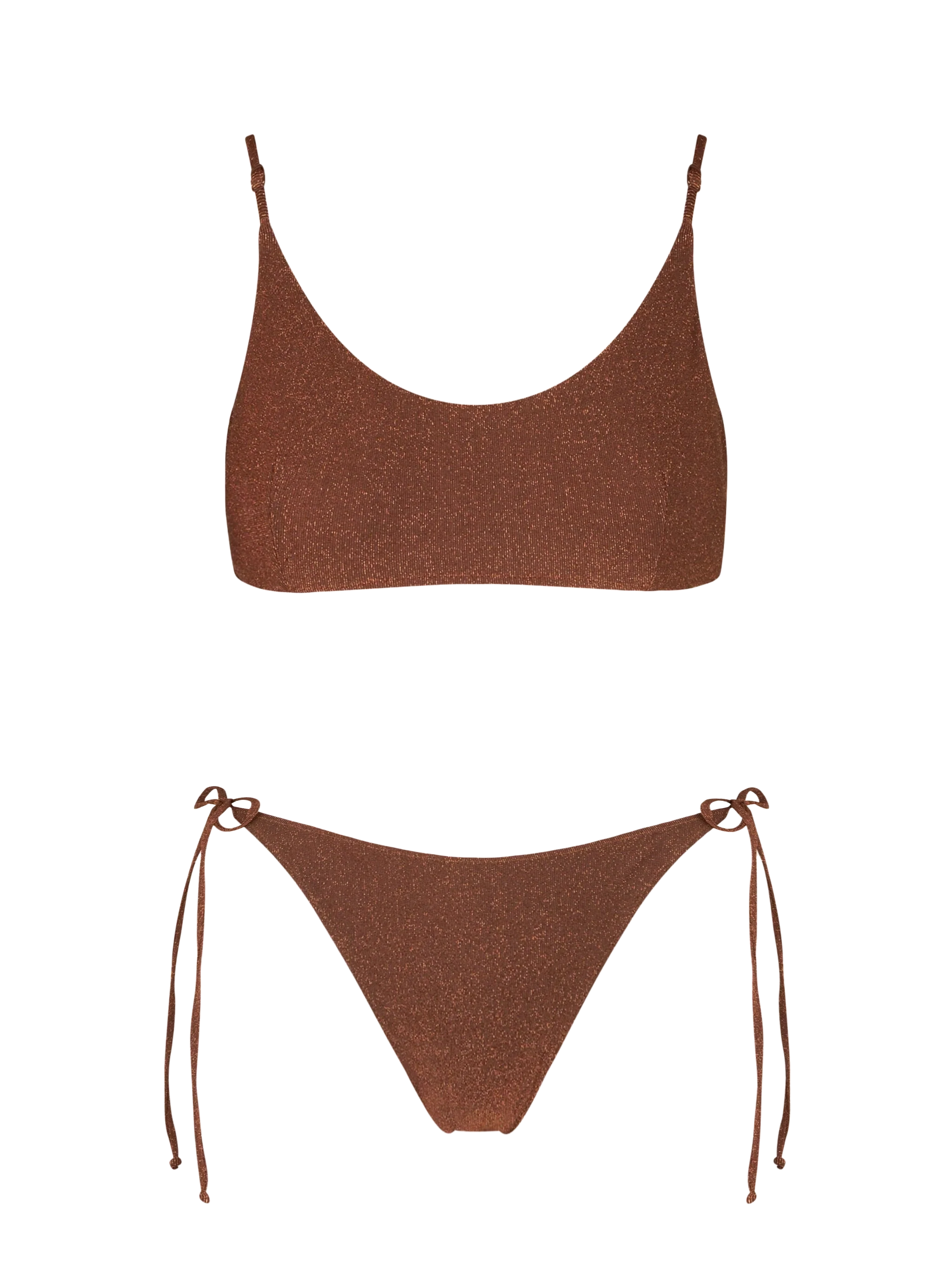 Dames bralette bikini in bruine lurex