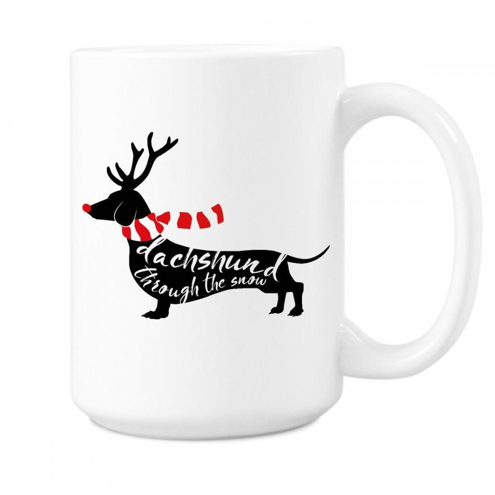 Mug Teckel, Mug Chien Saucisse, Teckel dans la neige, Mug à café de Noël