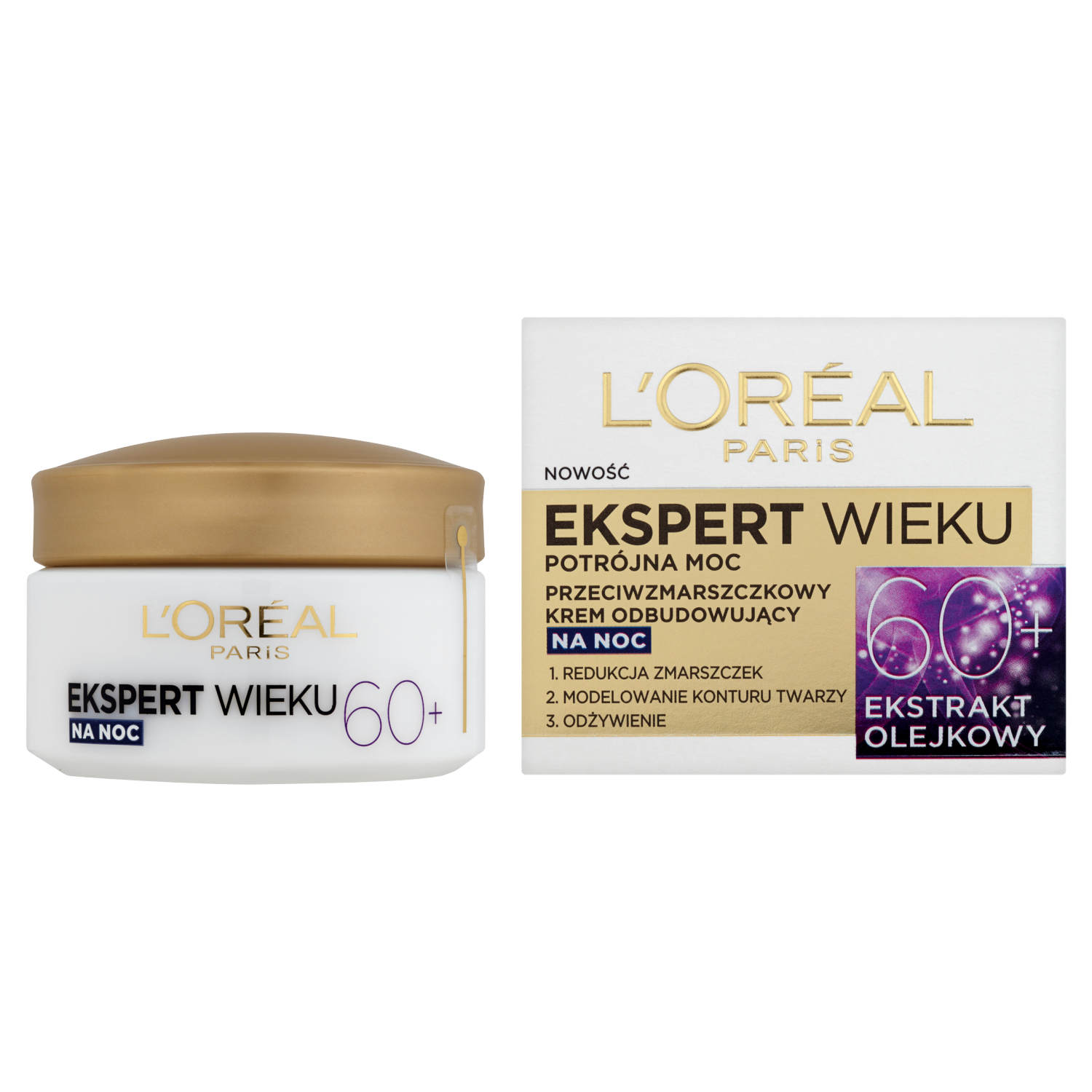 L'Oréal Paris 60+ Anti-rynk- och cellåteruppbyggande nattkräm 50 ml Age Expert