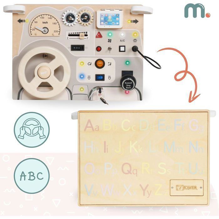 Table Multi-Jeux - Mamabrum MAM219 - Bois naturel - Sons et lumières - Alphabet intégré