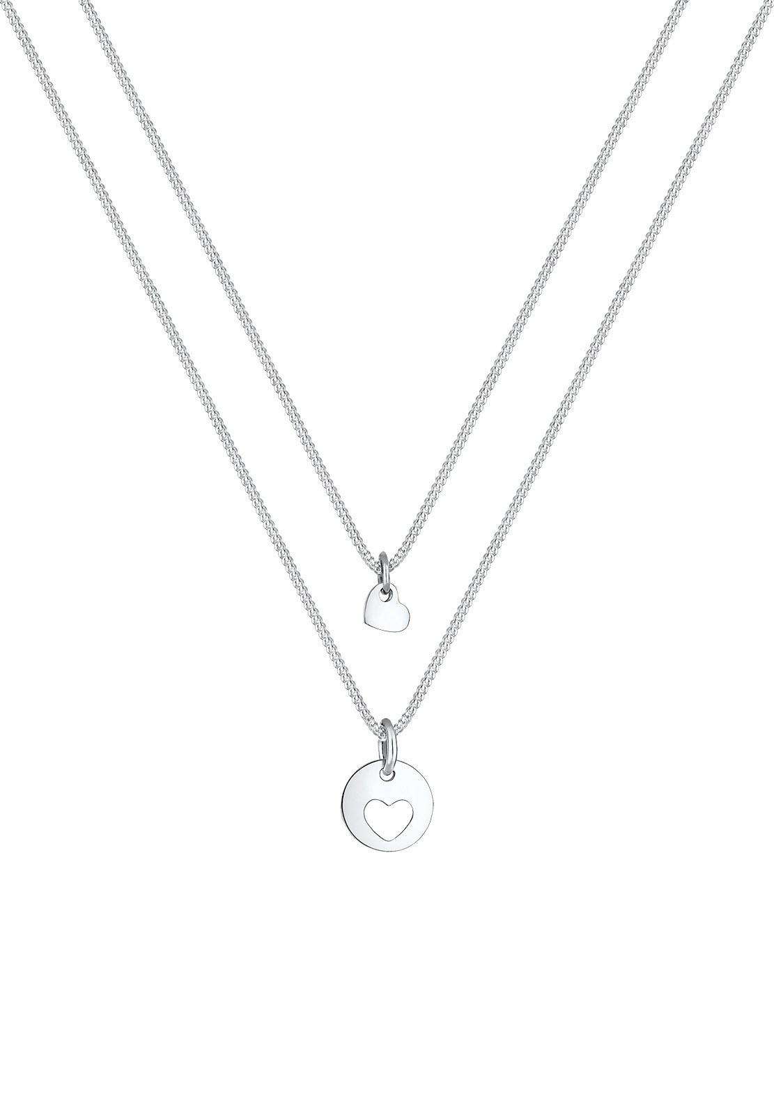 Elli Femmes Ensemble Coeur Cut-Out Pendentif Mère Enfants Amour en Argent Sterling 925 Plaqué Or Rose