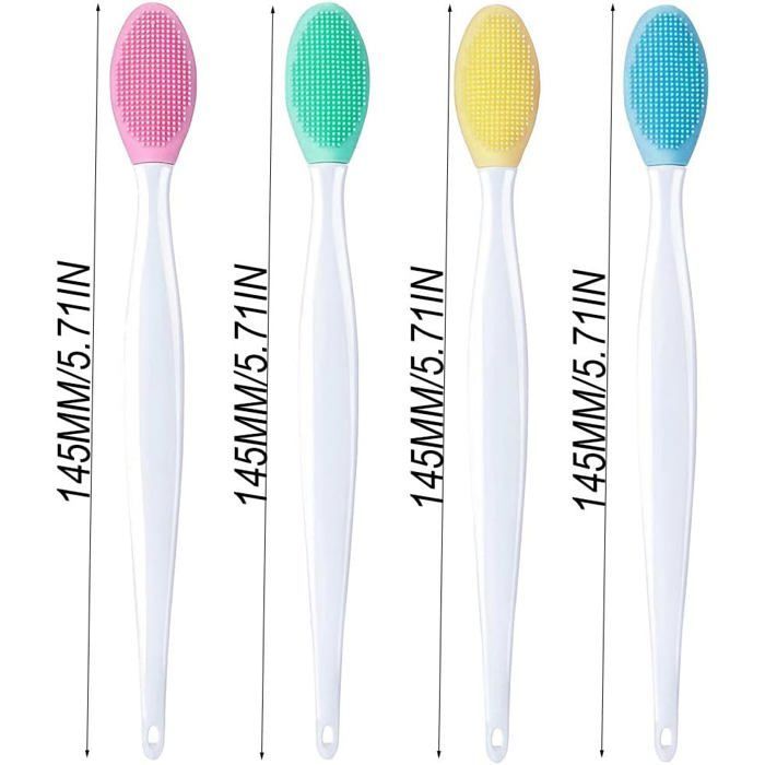 Escova Esfoliante Facial de Silicone Dupla Face - 4 Peças para Cravos no Nariz e Lábios - Remoção de Impurezas