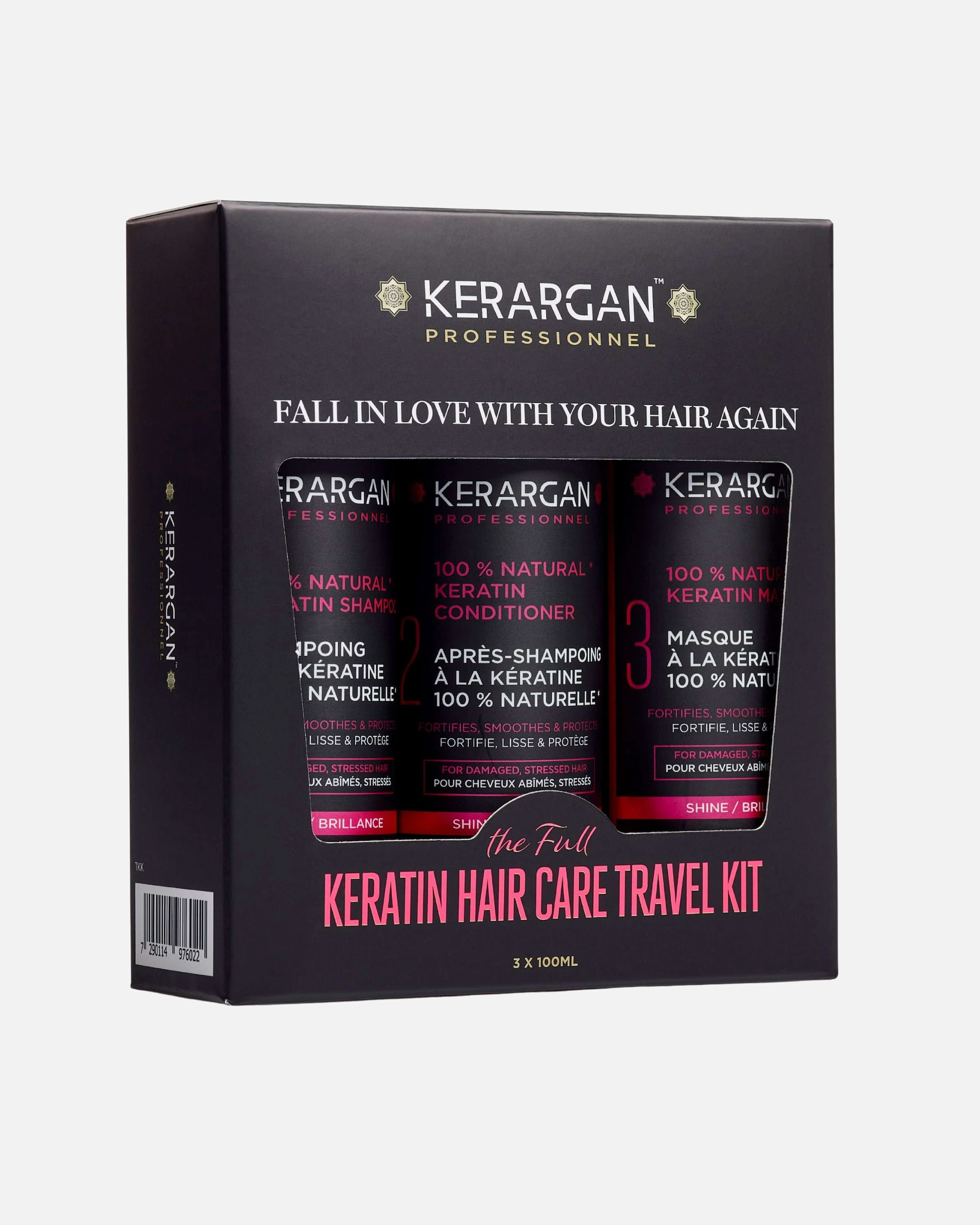 Kerargan Kerargan - Kit de Voyage Ultra Réparateur à la Kératine Shampoing, Après-shampoing & Masque