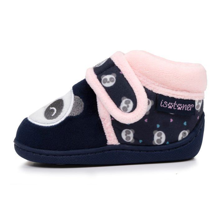 Pantofole Isotoner per bambina con chiusura in velcro, buon supporto per il piede, suola antiscivolo, blu navy