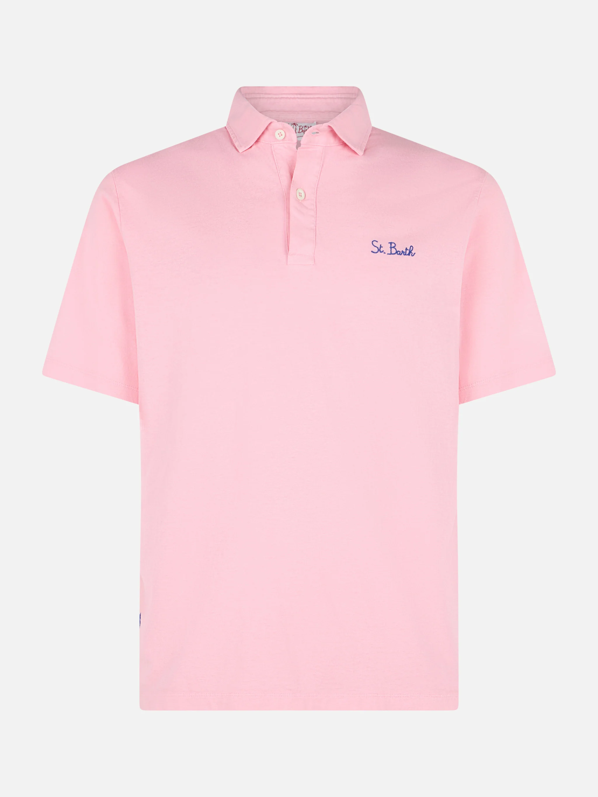 Roze poloshirt van jersey met een kleurschakering.