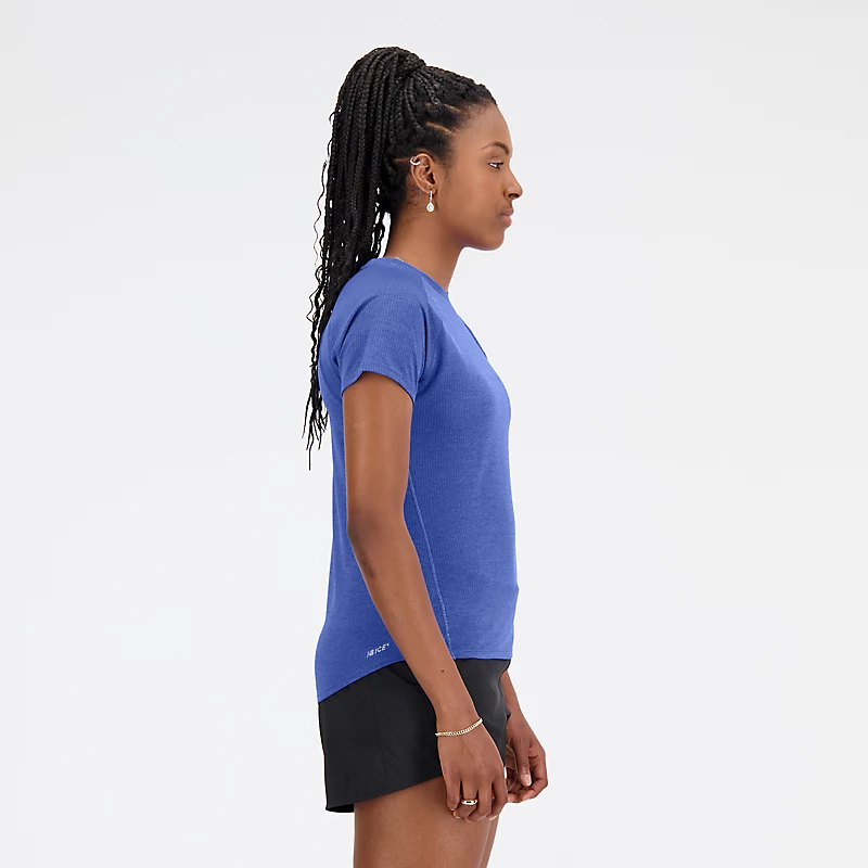 Dames T-shirt met korte mouwen en Impact Run-print - MARINEBLAUW GEHEMELD