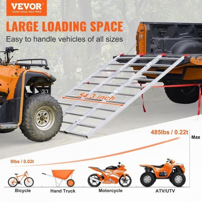 Rampa di carico in alluminio Vevor per moto, trattore, ATV, camion, tosaerba, spazzaneve - 77*54*1,5 pollici