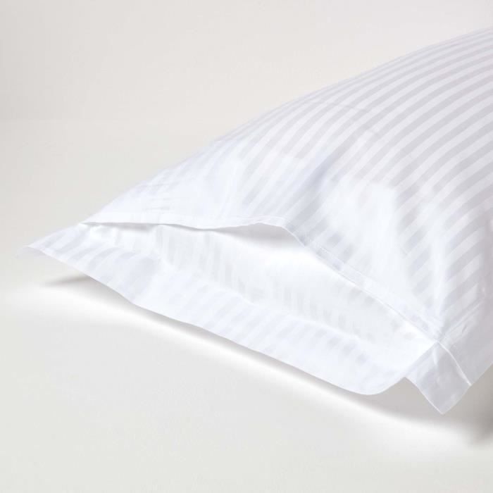 Funda de almohada - Satén de algodón - Blanca - 50 x 75 cm - 330 hilos - Hipoalergénica