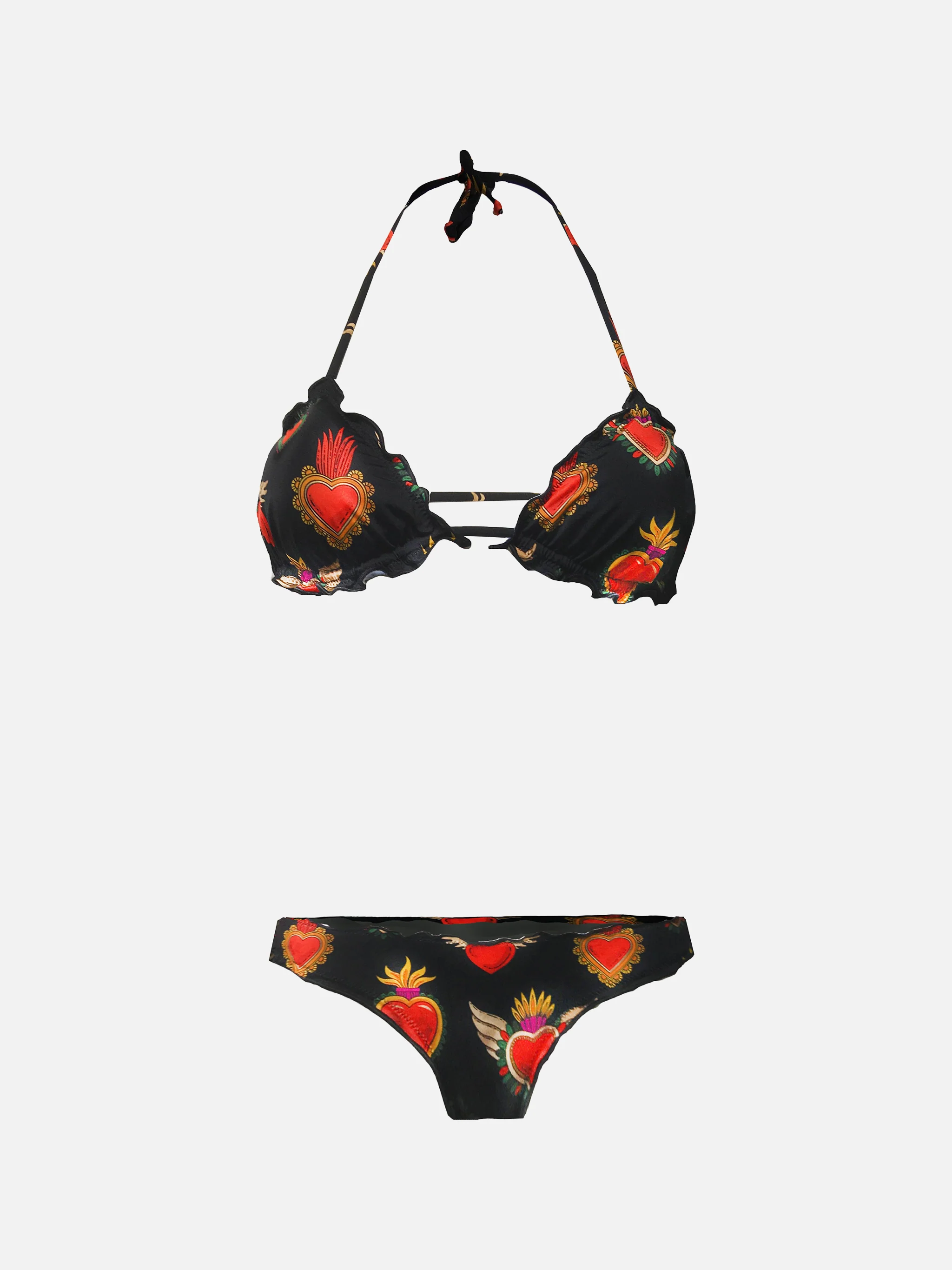 Dameszwembroekje met hoge taille en print van het Heilige Hart