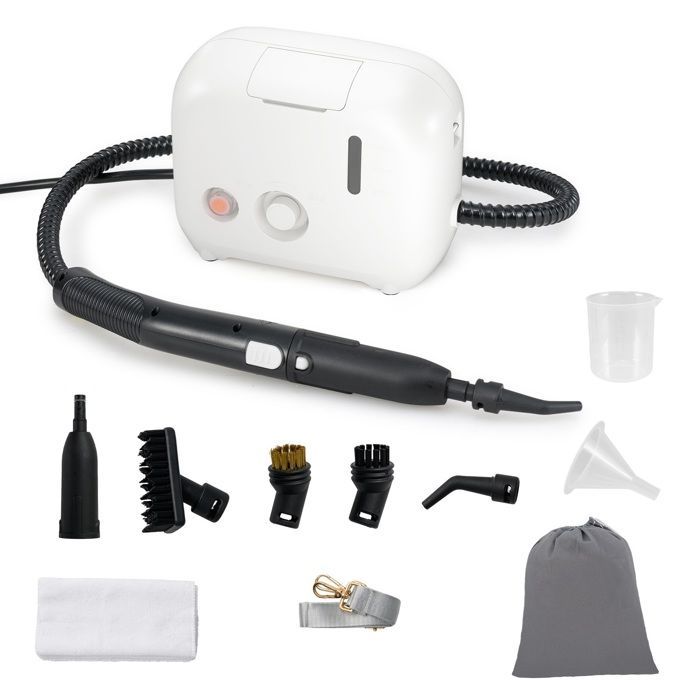 COSTWAY 1600W Bed Bug Steam Cleaner - 180°C - 3 Bars - 1L Tank - 15s Preheating - Adjustable Intensity - 12 Accessories - White