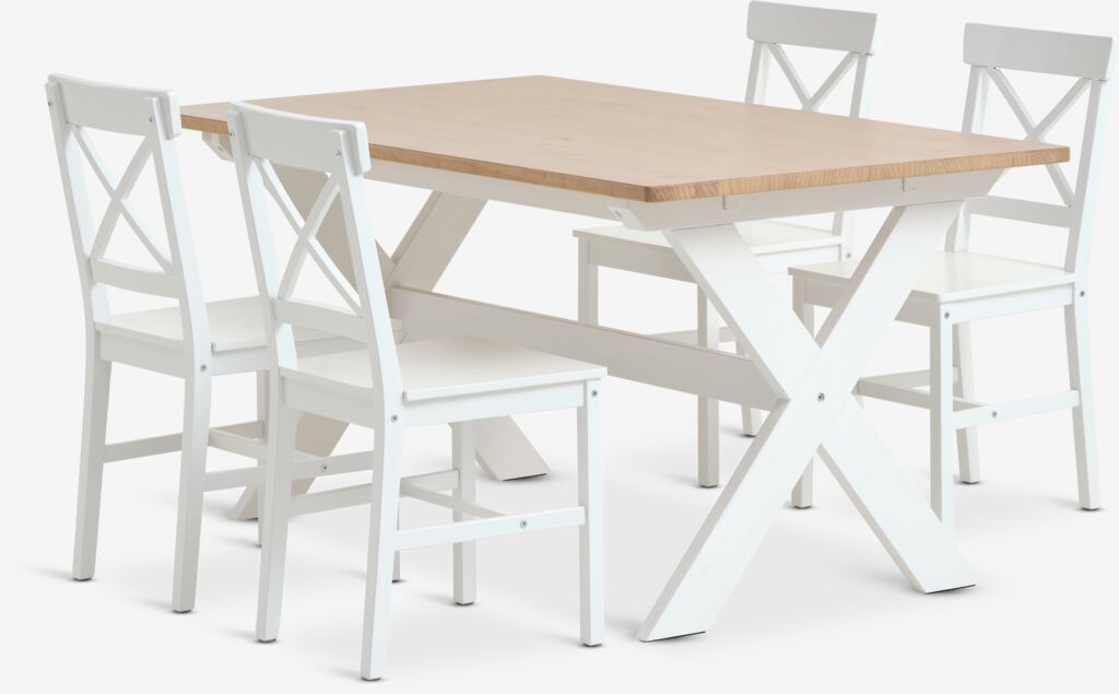 VISLINGE EJBY VISLINGE L150 prirodni stol 4 EJBY stolica bijela