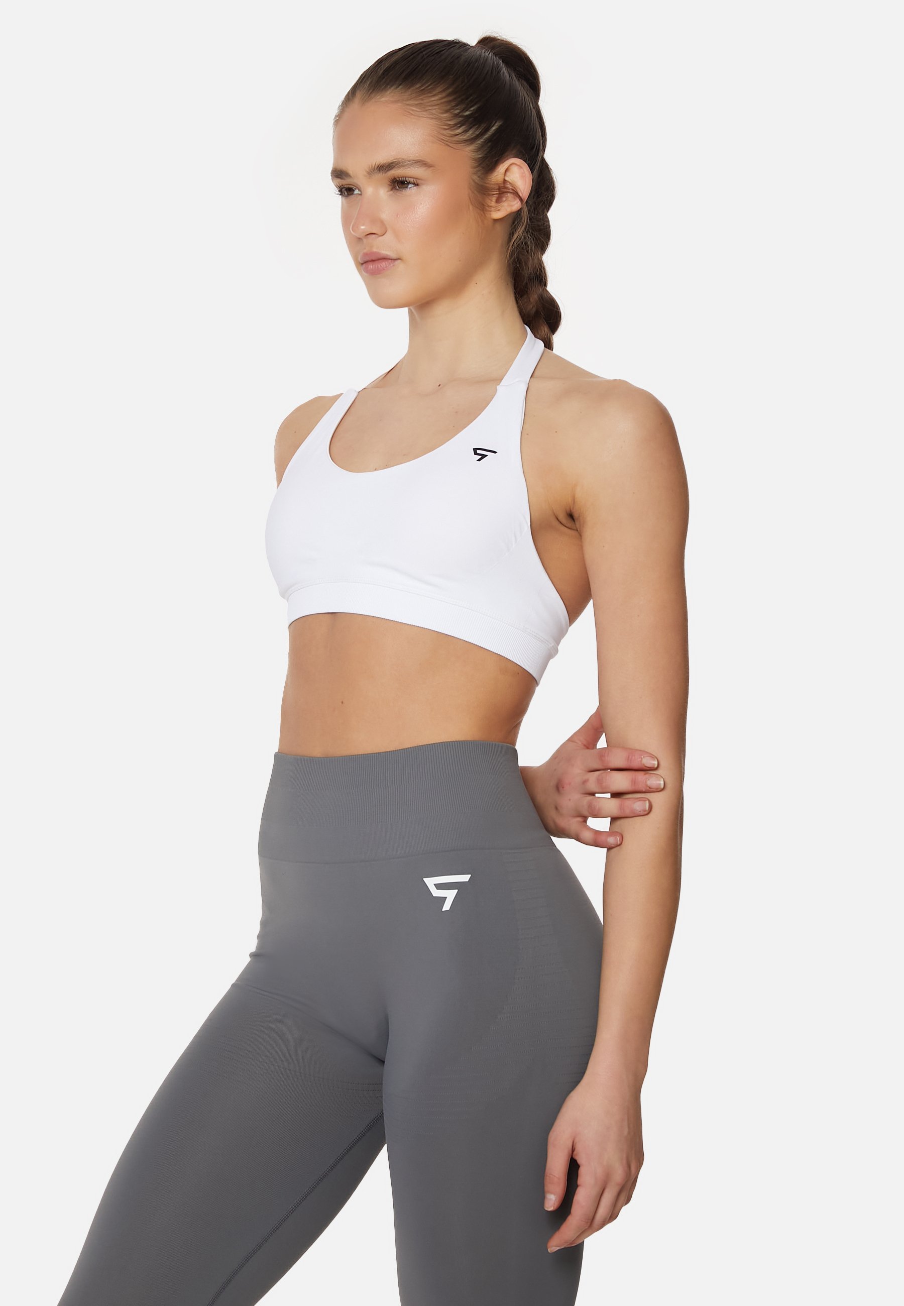 SQUATPROOF EVE NAHTLOSER HALTER-Sport-BH – Mittlerer Halt – Weiß