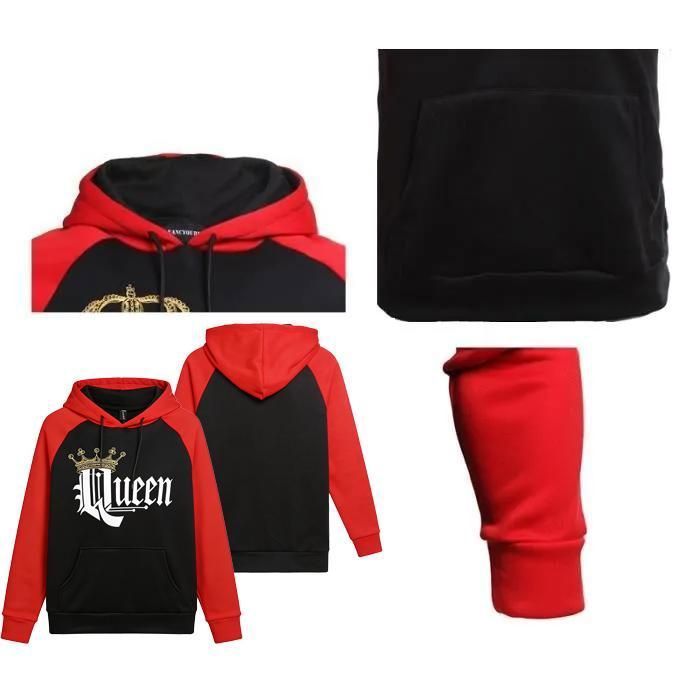 Sweat Femmes en capuche LEOCLOTHO - Imprimé de Marque - Manches longues - Noir rouge
