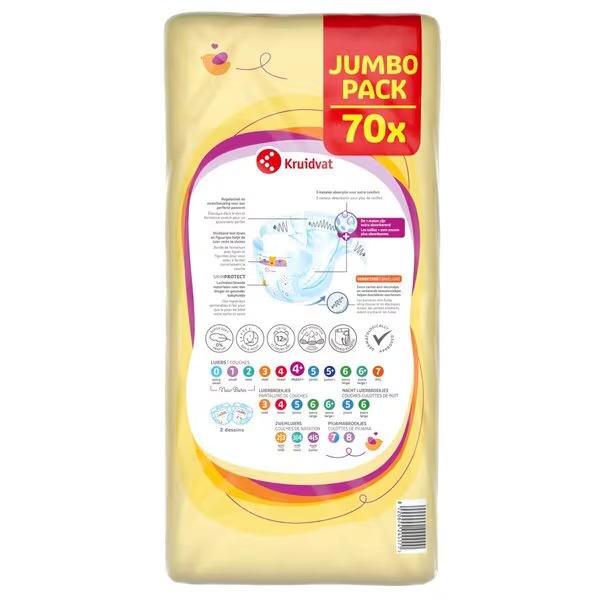 Kruidvat 4+ Maxi Plus pelene Jumbo pakovanje veličine 4+ (9-15 kg), 70 komada
