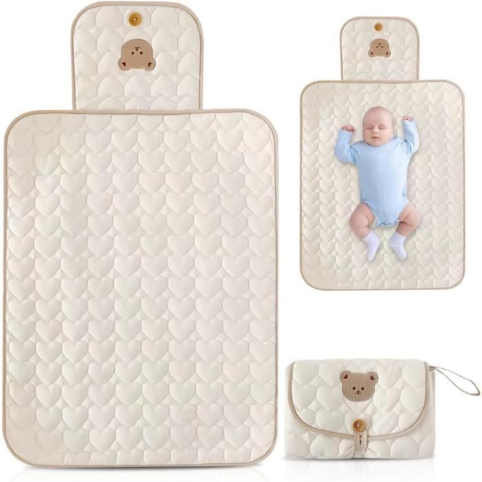 Cambiador portátil: Cambiador de viaje de 70 x 50 cm, cambiador Baby'ness, almohadilla portátil para pañales