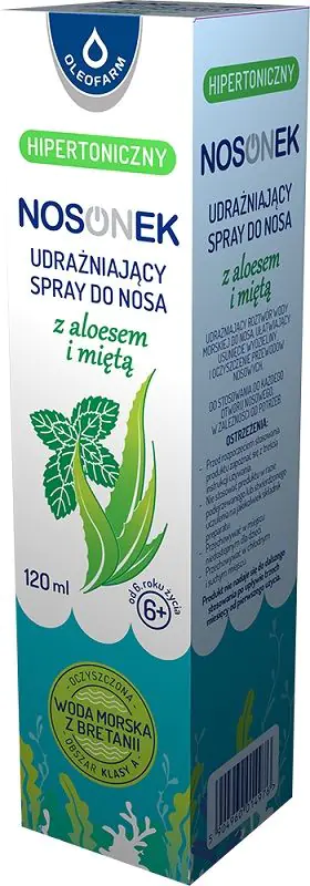 Nosonek Hipertoniczny Spray do Nosa z Aloesem i Miętą, Aerozol do nosa