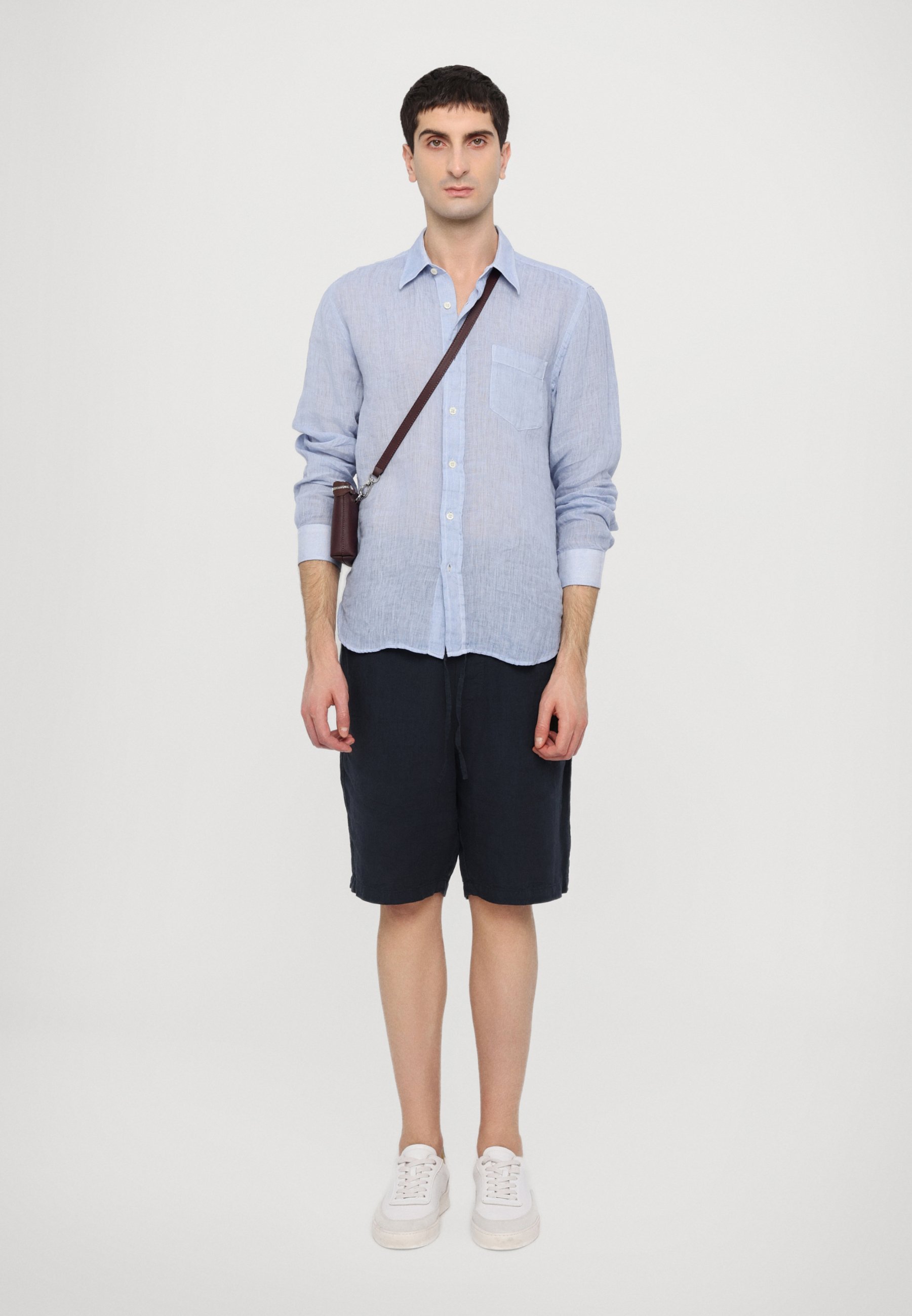 120% Lino Lange Mouwen Normale Pasvorm Heren - Shirt - zee
