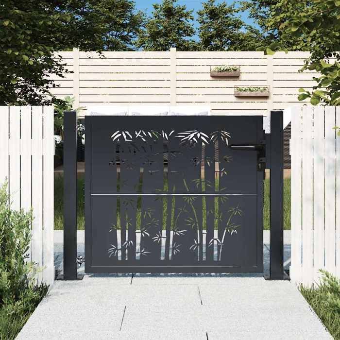 vidaXL Portail de Jardin, Portillon de Patio, Barrière de Sécurité, Porte d'Extérieure Terrasse, Anthracite 105x105 cm Acier 153179