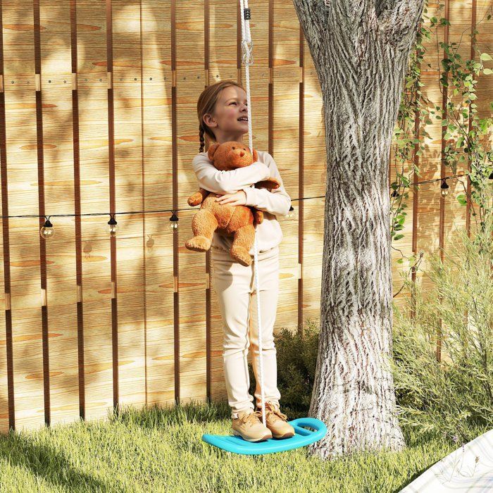 Children's swing for outdoor and indoor use - AIYAPLAY - adjustable rope, carabiner, max. load 70 kg - blue