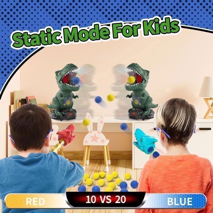Cible mobile dinosaure jeu de tir ，kukufun，LED， Pistolet bille mousse, Jouet interactif, Jeux pour enfants 6+