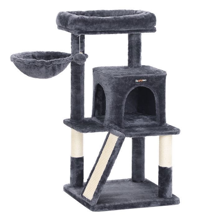 FEANDREA Arbre à Chat, Tour de Jeux, avec Plate-Forme, Gris Foncé