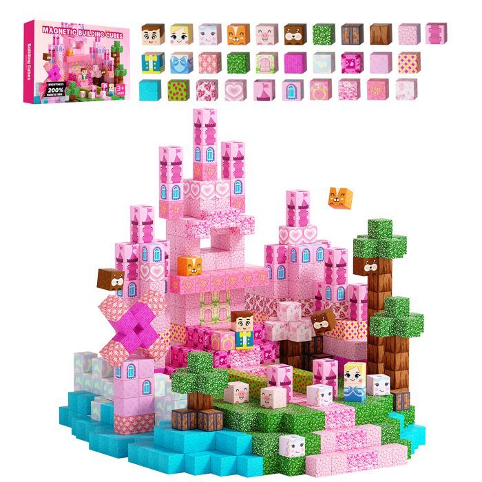 Magnetische bouwblokken, 100-delige set magnetische kubusblokken voor kinderen, Montessori sensorisch stapelspeelgoed