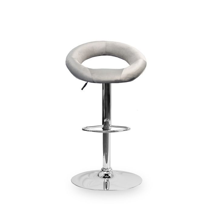 Aga Tabouret de bar gris, hauteur réglable, assisse rembourrée, dossier en forme d'anneau, MR2043